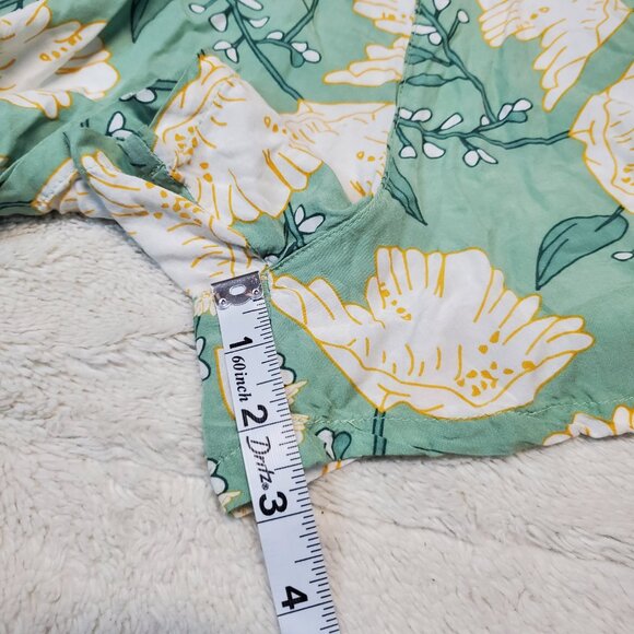 Modcloth Green White Yellow Floral Boho Romantic Cottagecore‎ Romper Women XS 4 - Picture 7 of 11